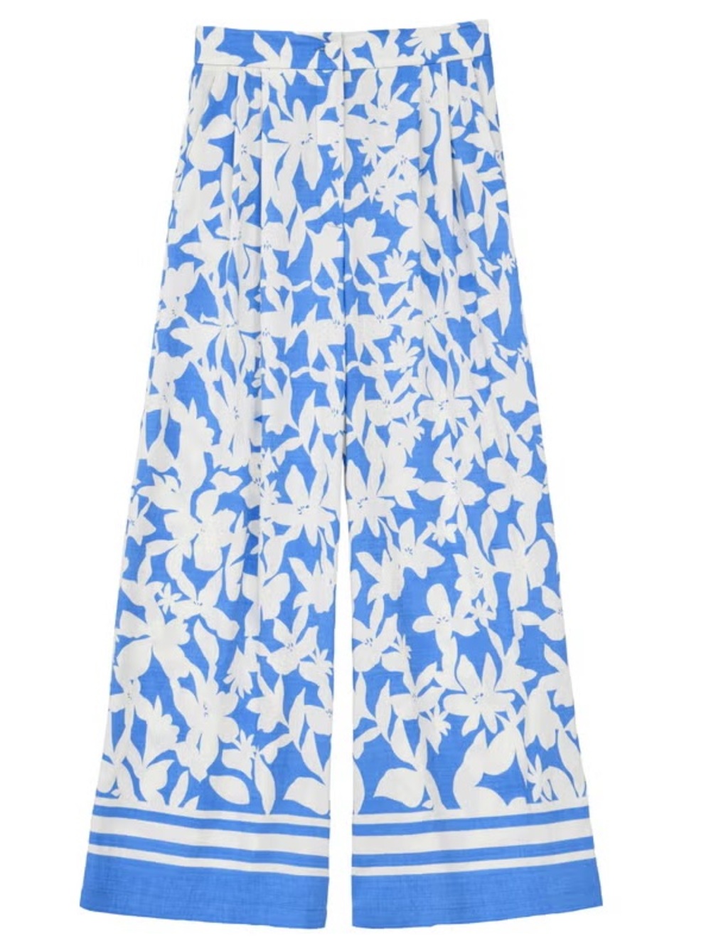 Blue and White Floral Wide-Leg Pants — Lightweight Summer Style